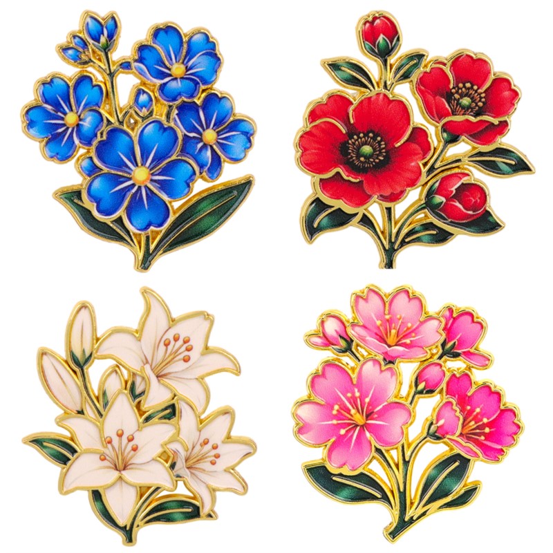 Vintage Item - Bonito Broche de Esmalte Floral Vintage
