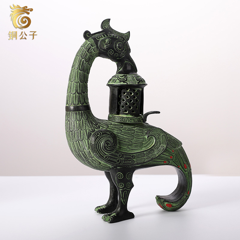 Collectible Vintage Lamps - Phoenix Bird-Lámpara artesanal de bronce antiguo,