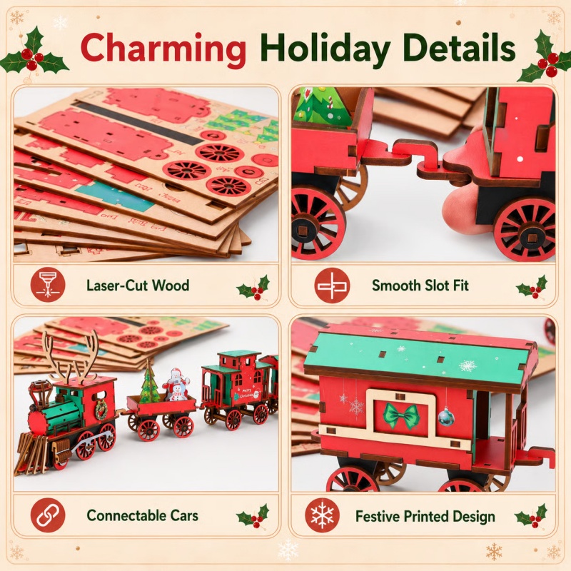 Nuevo Set de Tren de Madera Na - Vintage Collectible Christmas Ornaments reseña y precio