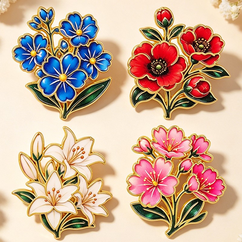 Bonito Broche de Esmalte Flora - Vintage Item reseña y precio