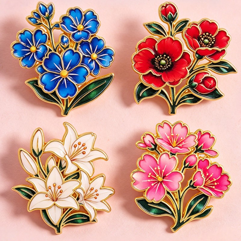Bonito Broche de Esmalte Flora - Vintage Item reseña y precio