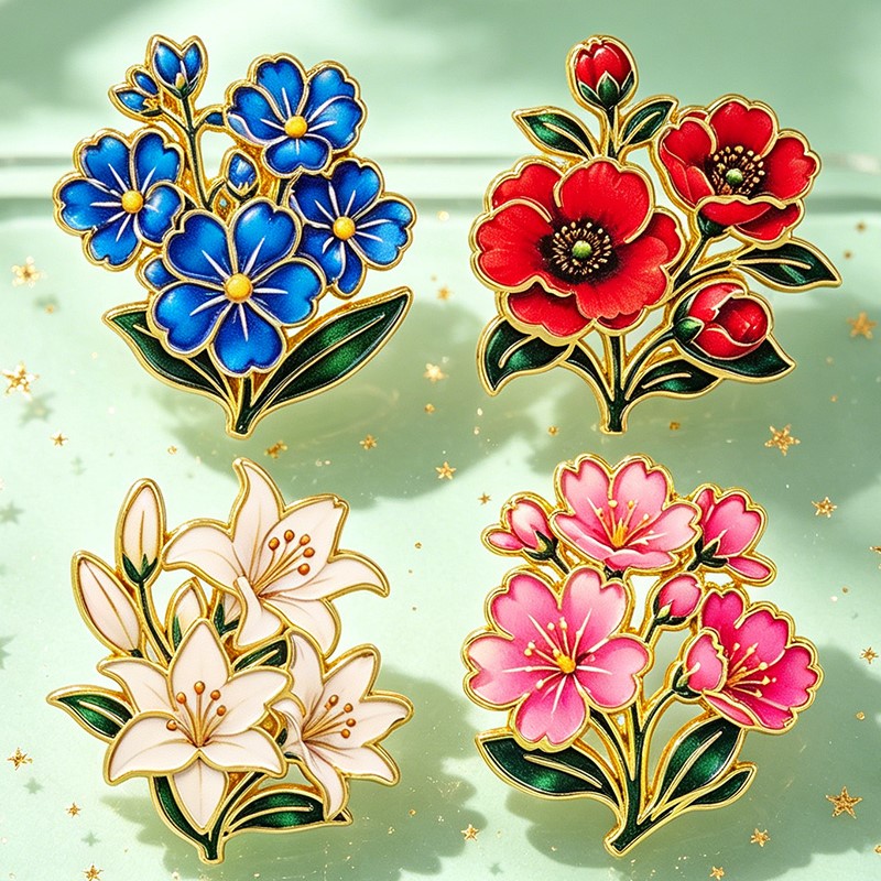 Bonito Broche de Esmalte Flora - Vintage Item reseña y precio